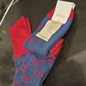 Gucci Red and Blue Logo Socks
